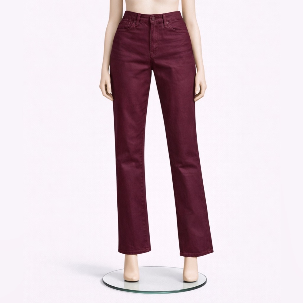 Women's High-Rise Straight Jeans in Burgundy